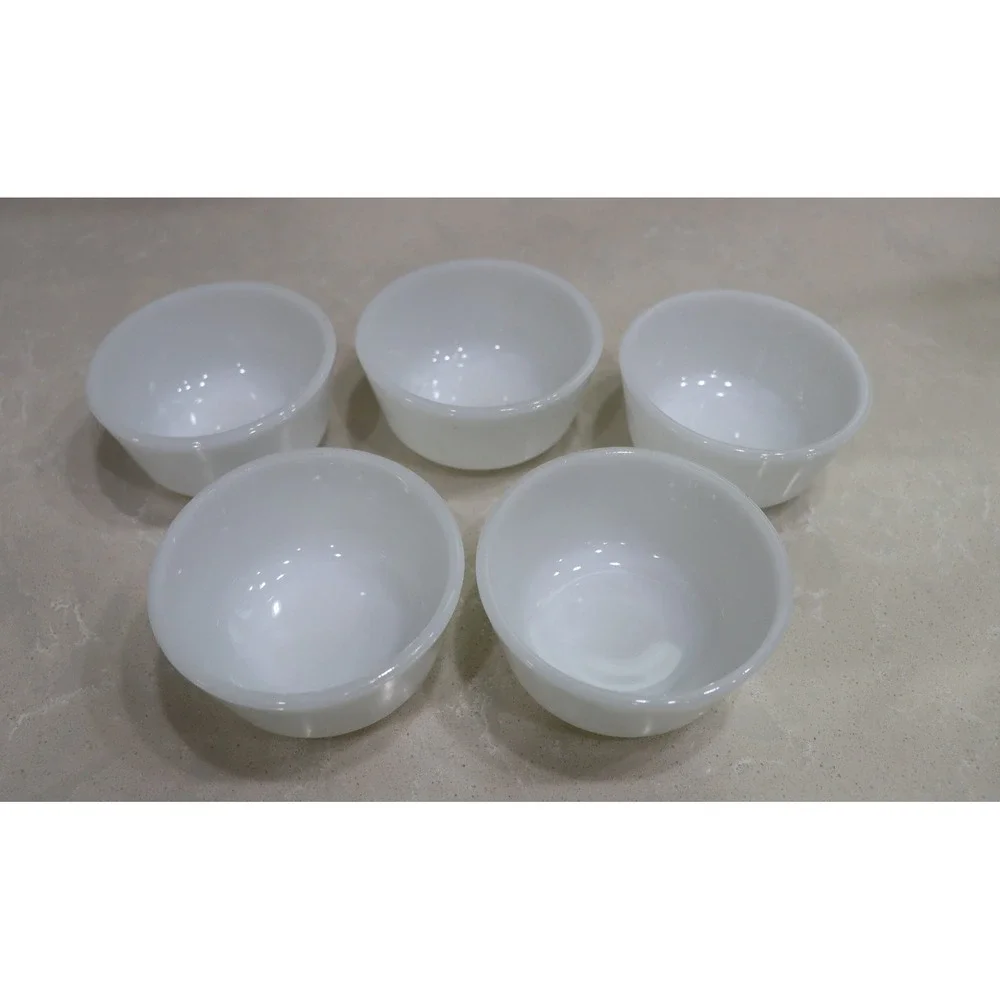 Anchor Hocking Fire King Milk Glass Custard Cups Ramekins White Set of 5 USA 434